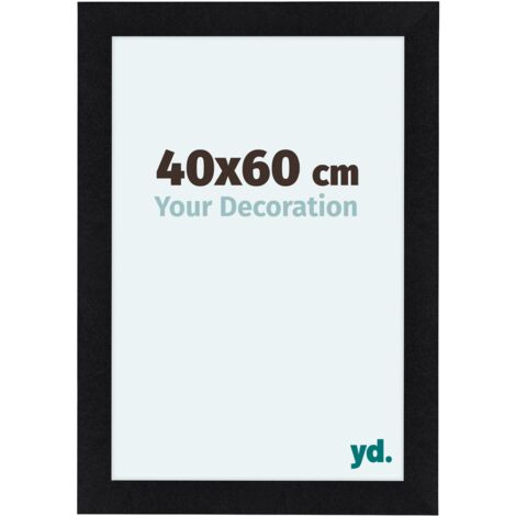 Cadre photo 40x60 cm noir mat – MDF avec plaque de verre acrylique anti-reflets – Utilisation horizontale et verticale
