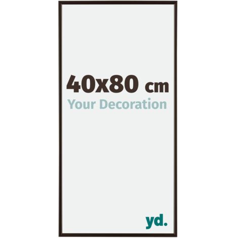 Cadre photo 40x80 cm en plastique anthracite – Plaque de verre APET résistante aux UV – Système anti-reflet pour portrait/paysage