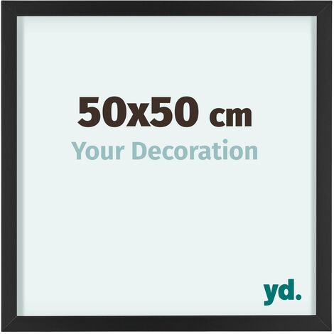 Cadre format 50x50 cm en aluminium - Noir mat - Vitre PVC