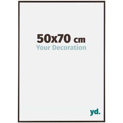 Cadre photo 50x70 cm en plastique anthracite – Plaque de verre résistante aux UV – Système anti-reflet – Format portrait/paysage