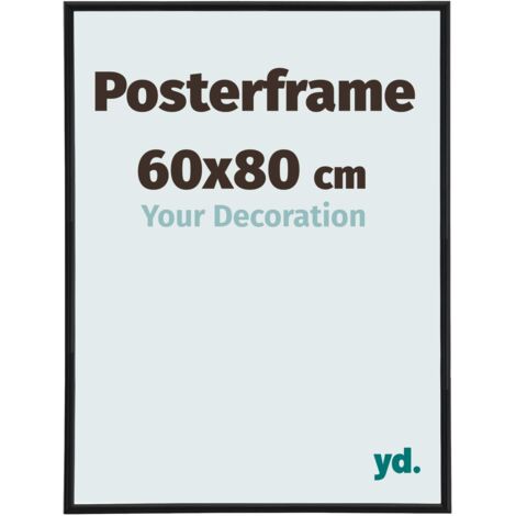 Cadre photo 60x80 cm noir mat – Plastique de qualité supérieure – Pour affiches et photos – Suspendu horizontalement ou verticalement