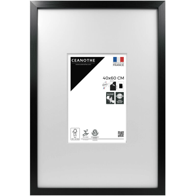 Cadre Photo Noir 40x60 cm et 60x40 cm - Convient au A2 et Affiche Poster – Baguette fine et minimaliste - Cadre Photo Wild en Résine recyclée,