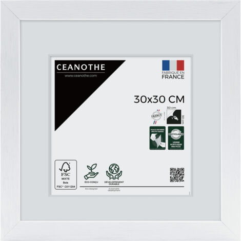 Cadre Photo Blanc 30x30 cm et 30x30 cm - Cadre Photo Bois FSC - Convient au Format A4 – Fabriqué en France – Cadre Photo Karma Blanc - Verre acrylique Incassable