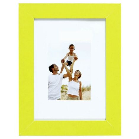 Cadre Photo Bois 10x15 cm - Couleur Bois Vert - Bois reconstitué - Cadre pour photo 10x15 cm - Baguettes larges et plates - Marque Française – Cadre Photo Optimo Vert 15x10 cm