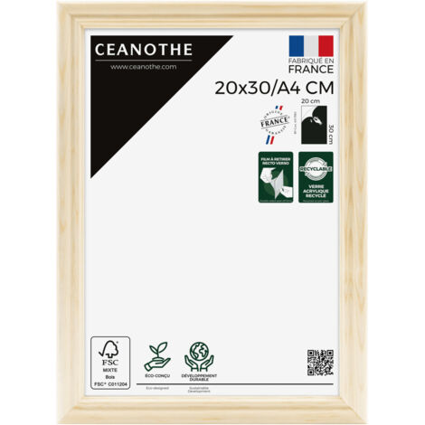 Cadre Photo Bois Brut 20x30 cm et 30x20 cm - Cadre Photo Bois Naturel FSC – Convient au A4 – Fabriqué en France – Cadre Photo Circée Authentic 20x30 cm - Verre acrylique Incassable