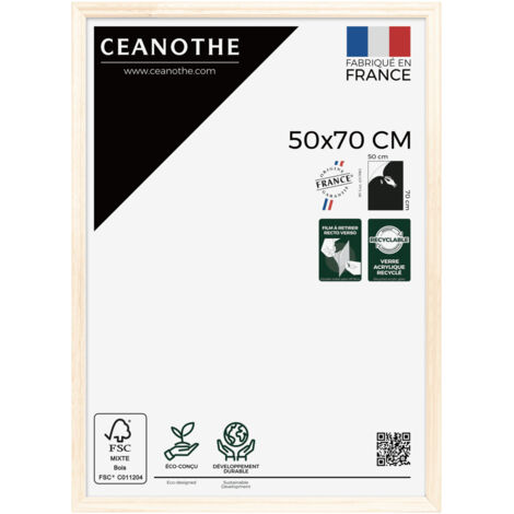 Cadre Photo Bois Brut 50x70 cm et 70x50 cm - Cadre Photo Bois Naturel FSC – Convient au  – Fabriqué en France – Cadre Photo Circée Authentic 50x70 cm - Verre acrylique Incassable