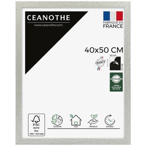 Cadre Photo Bois Grisé 40x50 cm et 50x40 cm – Convient au A3 - Cadre Bois Gris – Cadre Photo Australe en Bois Reconstitué FSC - Fabriqué en France - Verre acrylique Incassable