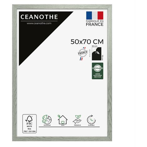 Cadre Photo Bois Grisé 50x70 cm et 70x50 cm – Convient au A2 et Affiche Poster - Cadre Bois Gris – Cadre Photo Australe en Bois Reconstitué FSC - Fabriqué en France - Verre acrylique Incassable