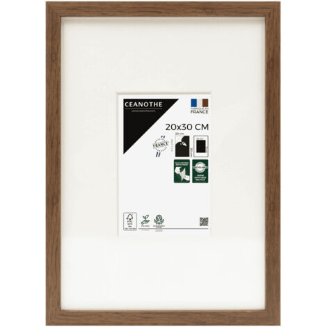 Cadre Photo Brun 20x30 cm/A4 et 30x20 cm - Convient au A4 – Baguette fine et minimaliste - Cadre Photo Wild en Résine recyclée, Fabriqué en France - Verre acrylique Incassable