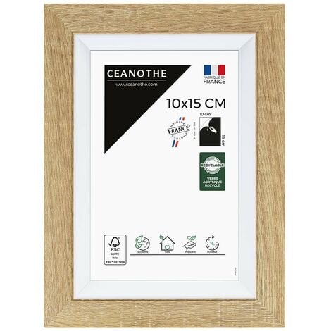 Cadre Photo Brut et Blanc - Cadre pour Photo 10x15 cm et 15x10 cm convient au A6 et Carte Postale  – Fabriqué en France – Cadre Photo Actual Brut Blanc - Verre acrylique Incassable