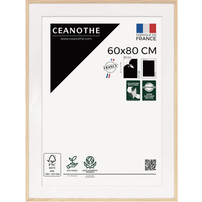Cadre photo 60x80 cm chêne Alba avec passe-partout 50x70 cm