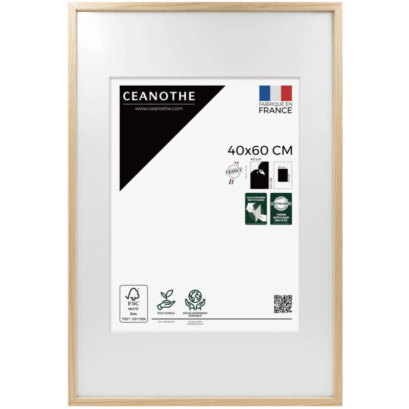 Cadre photo 40x60 cm chêne Alba avec passe-partout 30x40 cm