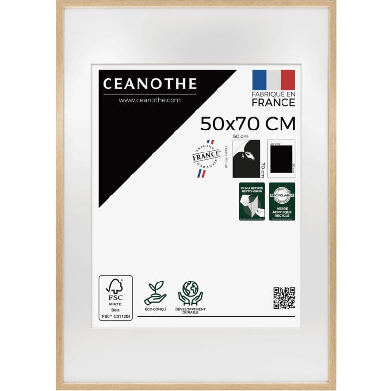 Ceanothe - Cadre photo 50x70 cm chêne Alba avec passe-partout 40x50 cm