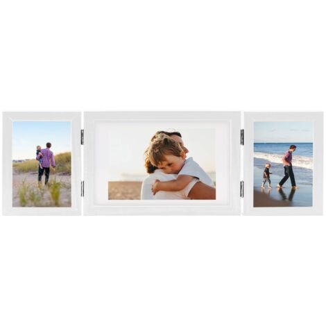 Cadre photo dépliable Blanc 28x18 cm+2x(13x18 cm) CFW641435