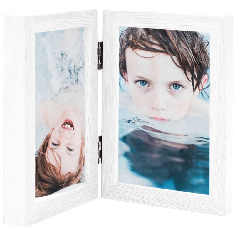 Cadre photo dépliable en deux Blanc 2x(21x29,7 cm) Vidaxl