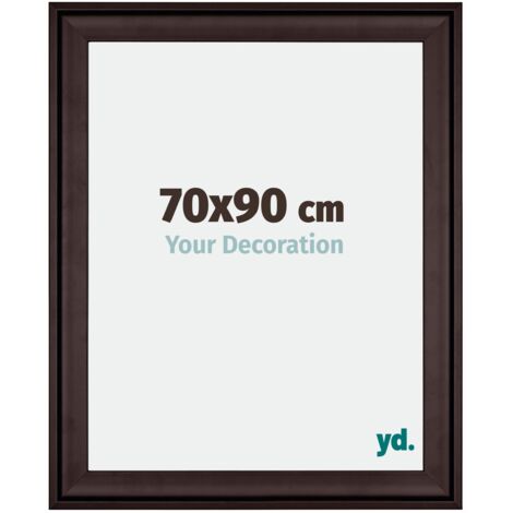 Cadre photo en bois brun 70x90 cm – Verre anti-reflet résistant aux UV – Pour portrait et paysage – Décoration murale élégante
