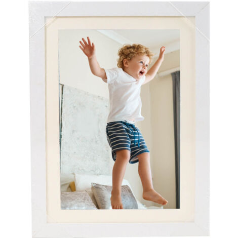 Cadre photo en bois, table, boîte de rangement pour peinture à l'huile, couvercle rabattable pour enfants, cadre photo DIY, Blanc