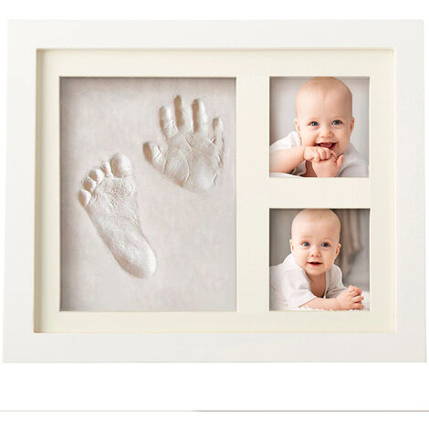 Cadre photo en bois une pièce avec impression de plâtre de bébé 3 paquets de tampon encreur, empreintes de mains et empreintes de pas - 2328cm