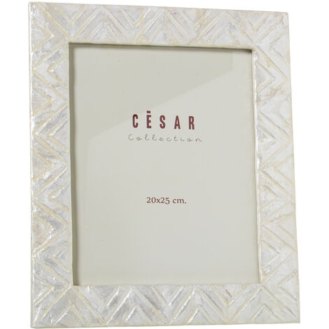Cadre photo en nacre 20x25 cm, relief naturel en zigzag