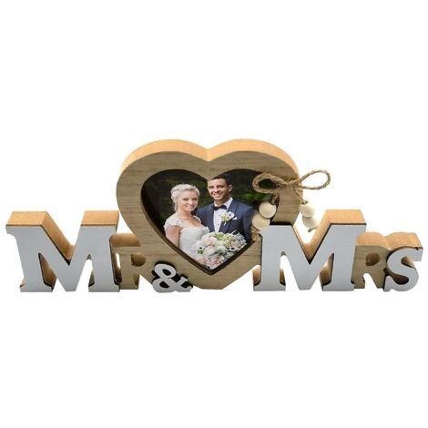 Cadre photo en résine et bois « Love » - 25 cm x 10,5 cm x 1,5 cm - Décoration de table de mariage avec lettres anglaises