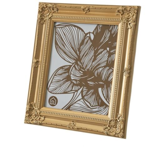 Cadre photo en verre et plastique fleur de lys doré 20x25 cm