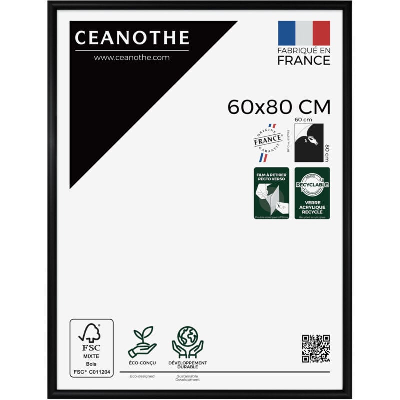 Cadre photo Essentiel exposition noir 60x80 cm