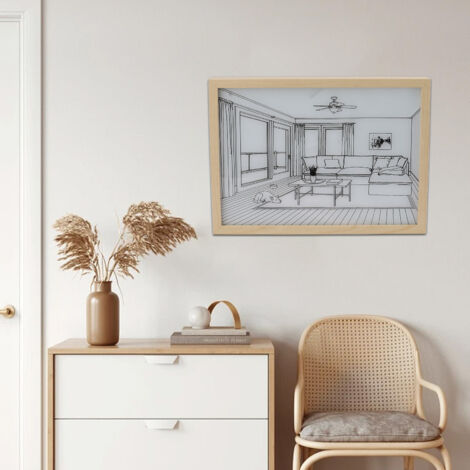 Cadre Photo Lumineux LED, Modèle L, Bois Massif et ABS, 710g, 3 Couleurs et Dimmable, Décoration Murale Éclairée pour Salon