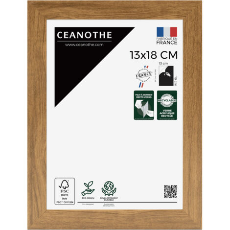 Cadre Photo Marron 13x18 cm et 18x13 cm - Convient au A6 et Carte Postale  – Fabriqué en France - Cadre Precious Marron 13x18 cm - Cadre photo en Résine recyclée - Verre acrylique Incassable