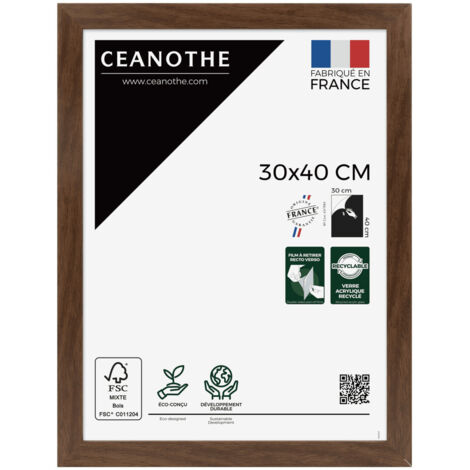 Cadre Photo Marron 30x40 cm et 40x30 cm - Convient au A4 – Cadre pour Photo 30x40 cm, Affiche ou Poster - Cadre Photo Eternel Marron 30x40 cm - Fabriqué en France - Verre acrylique Incassable