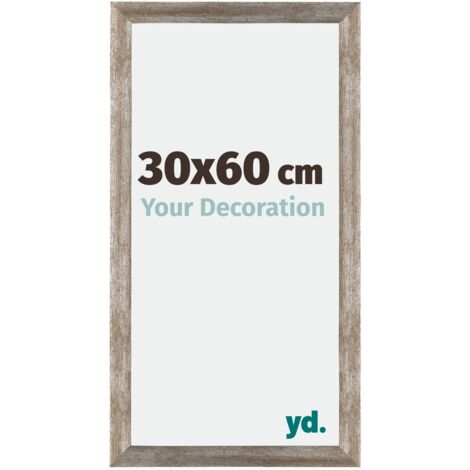 Cadre photo métal vintage 30x60 cm – MDF et verre acrylique anti-reflets – Utilisable horizontalement et verticalement