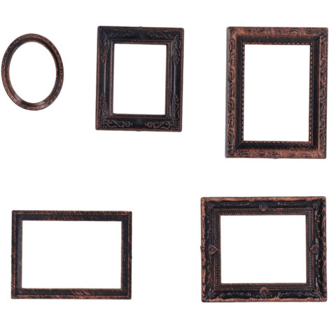 Cadre Photo Miniature Décoratif Vintage pour Maison de Poupée Échelle 1/12 - Lot de 5 Cadres