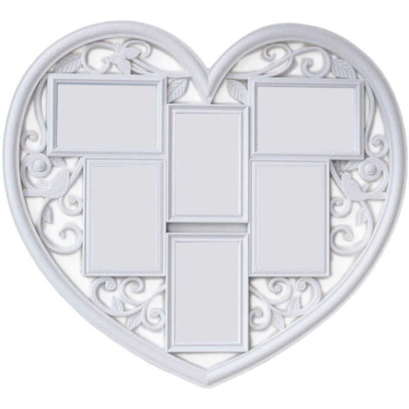 Cadre photo mural en forme de cœur, décoration murale à suspendre, six cadres photo de 10 x 15 cm, pour chambre à coucher, bureau