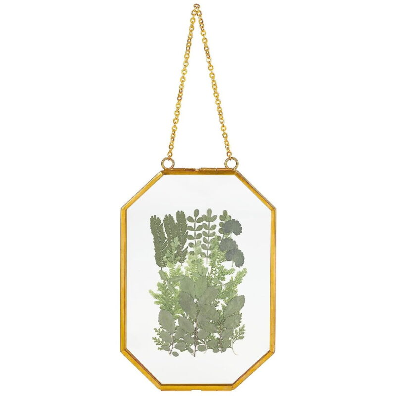 Cadre photo mural en laiton doré, 10 x 15 cm, octogone flottant transparent, cadre en verre pour herbier géométrique, pour fleurs séchées, fleurs