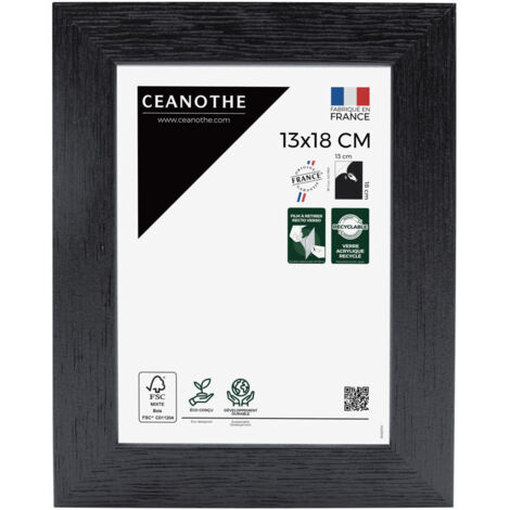 Cadre Photo Noir 13x18 cm et 18x13 cm - Cadre Photo Bois FSC - Convient au Format A6 et Carte Postale  – Fabriqué en France – Cadre Photo Karma Noir - Verre acrylique Incassable