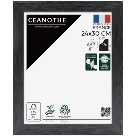 Cadre Photo Noir 24x30 cm et 30x24 cm - Cadre Photo Bois FSC - Convient au Format A4 – Fabriqué en France – Cadre Photo Karma Noir - Verre acrylique Incassable