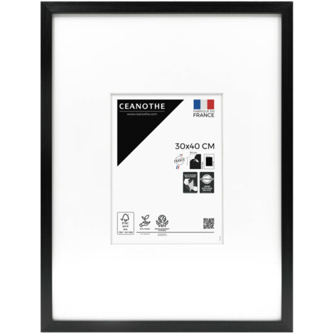 Cadre Photo Noir 30x40 cm et 40x30 cm - Convient au A4 – Baguette fine et minimaliste - Cadre Photo Wild en Résine recyclée, Fabriqué en France - Verre acrylique Incassable