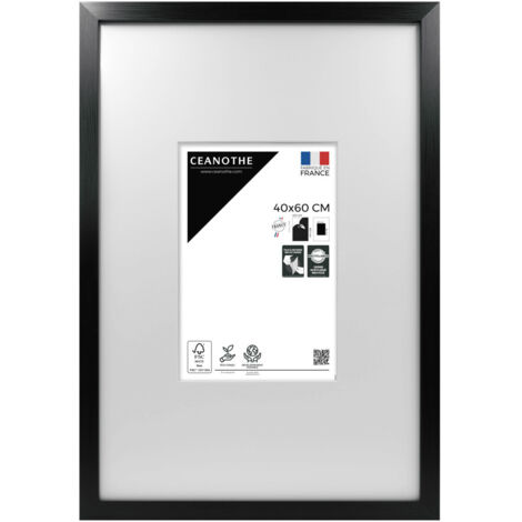 Cadre Photo Noir 40x60 cm et 60x40 cm - Convient au A2 et Affiche Poster – Baguette fine et minimaliste - Cadre Photo Wild en Résine recyclée, Fabriqué en France - Verre acrylique Incassable
