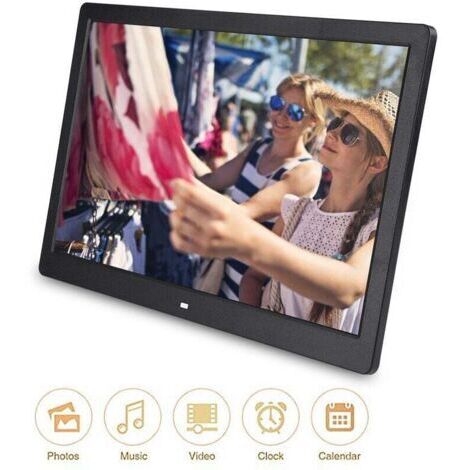 Cadre photo numérique, 15,4 ", 1280 x 800 HD, de qualité supérieure, réveil, lecteur, album, télécommande, multifonction, lecteur vidéo, USB