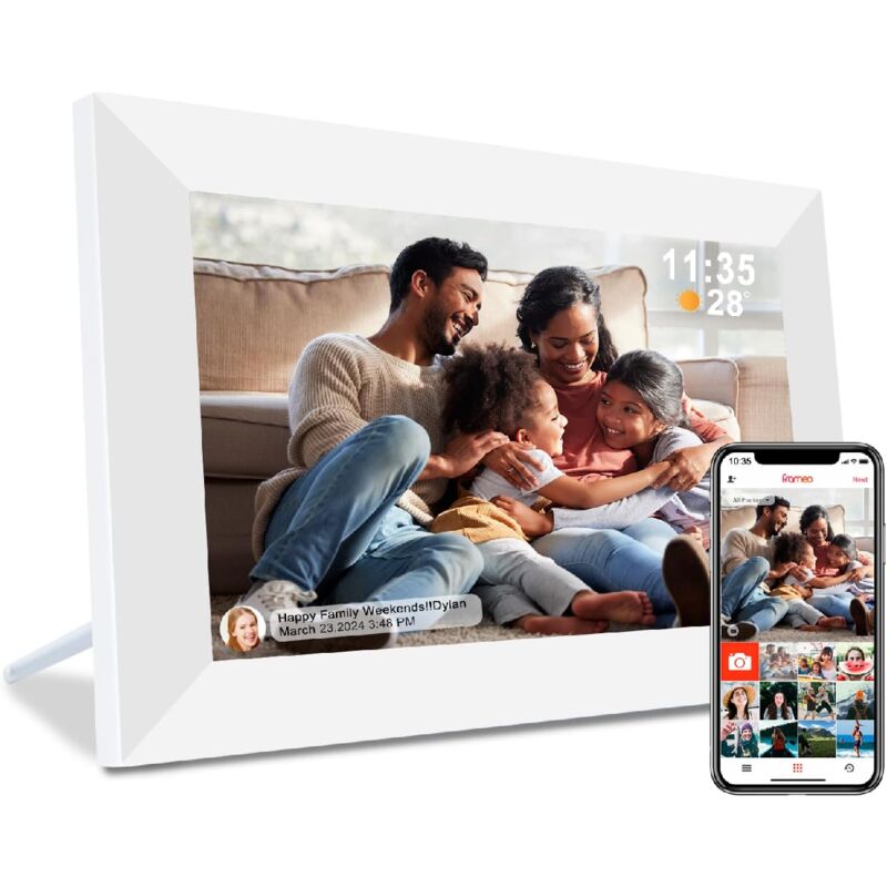 Cadre photo numérique 8 Go de mémoire 7 pouces, écran tactile ips hd 1024 x 600 Cadre photo électronique, configuration facile, partagez des photos