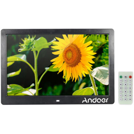 Cadre photo numérique LED Andoer 13 pouces 1080p haute résolution 1920 x 1080, lecteur MP3/MP4, horloge/réveil/calendrier électronique avec télécommande, cadeau idéal