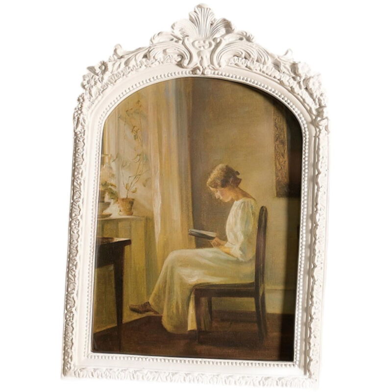 Cadre photo orné, cadre photo, idée cadeau murale rétro, décoration murale, cadre photo vintage blanc