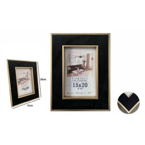 Cadre Photo Posters Tableaux Toiles 15x20 Cm Noir Avec Bords Dorés 70302