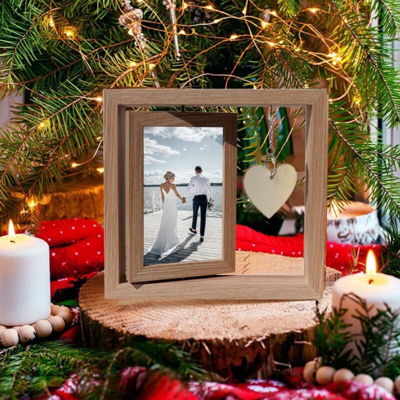 Cadre photo rotatif double face pour la Saint-Valentin, support pour cadre photo