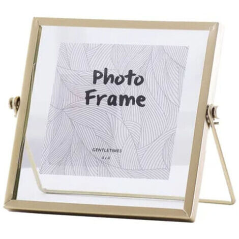 Cadre Photo Verre Transparent avec Support Métal pour Fleurs Séchées, Décoration de Table Maison 4 Pouces