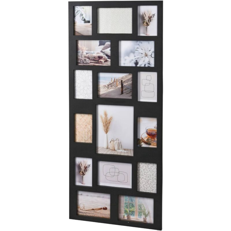 Cadre photo Well Home pour 16 photos, cadre noir 46,5x1,8x109cm
