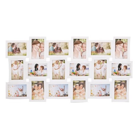 Cadre pour 18 photos, cadre multiple de taille 10x15, couleur blanche.