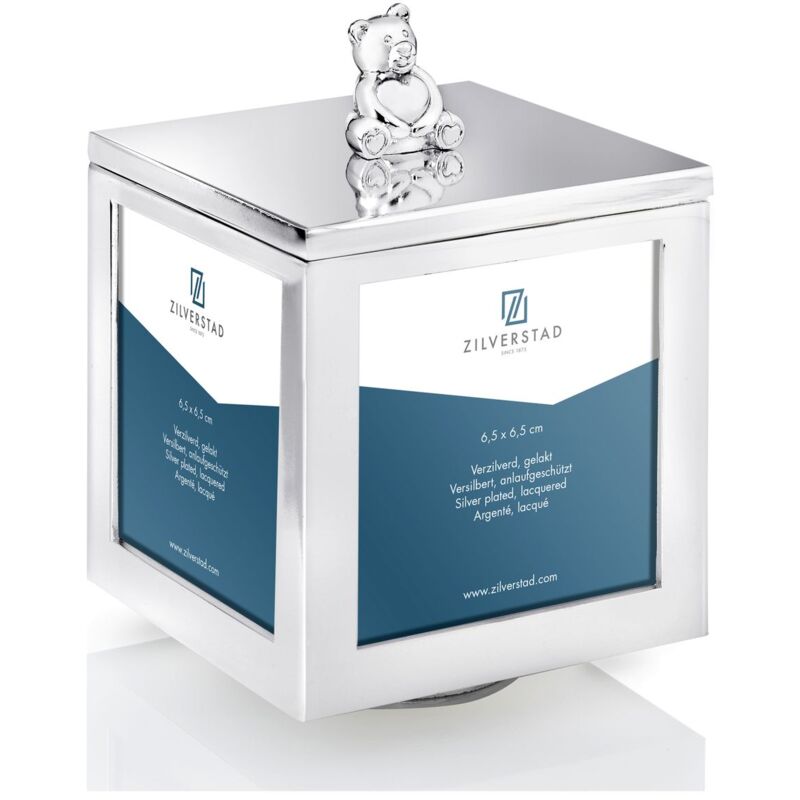 Cadre pour 4 photos, carrousel argenté avec boîte à musique ours en peluche Taille: 77x77x109 mm UGS : ZV6161261