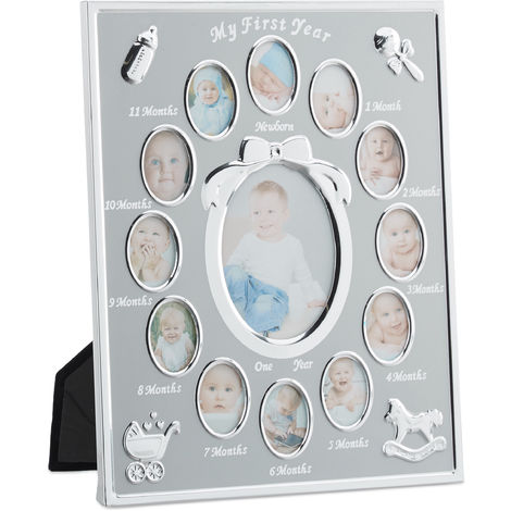 Cadre Pour Photos Bebe An 1 Cadre Photo Bebe Par Mois En Alu 12 Mois 29 X 24 Cm Collage Pour Exposer Blanc