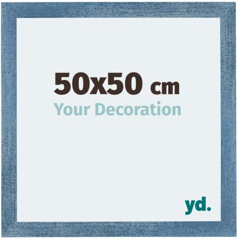 Cadre Puzzle 50x50 cm - cm - Bleu Brillant Patiné - MDF - Mura.