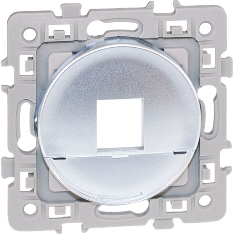 Cadre support pour noyaux RJ45 (noyau non inclus) - SQUARE Silver imitation alu - Eur'Ohm